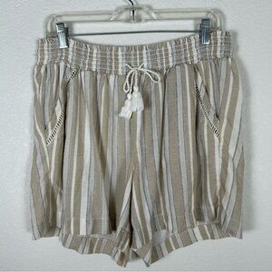 Briggs Women Sz L linen/Rayon elastic waist Cottagecore Bohemian Beach